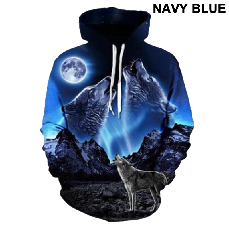 Áo Hoodie In Hình Sói 3D Thời Trang Thu Đông Cho Nam Nữ