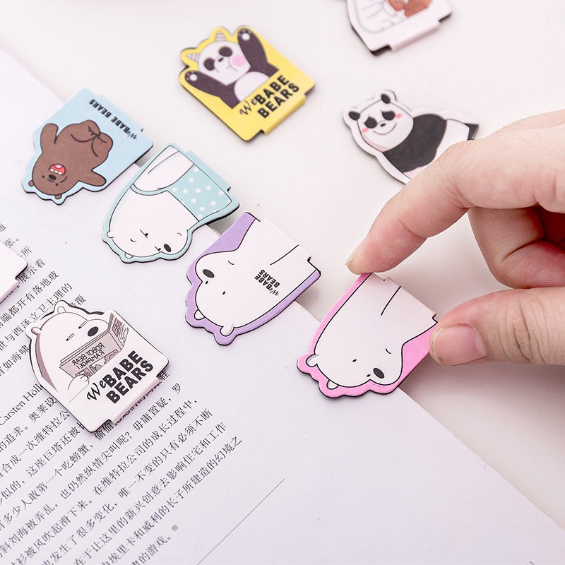 Set 4 bookmark nam châm anh em gấu Bare Bear Chúng tôi đơn giản là gấu