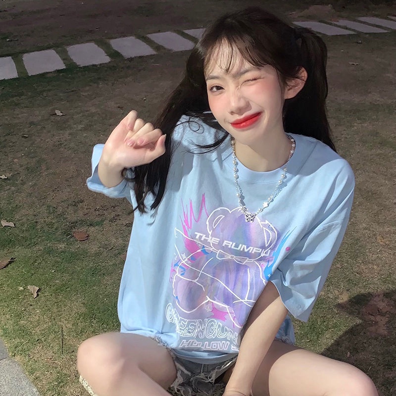 NRVP Áo Thun Nữ Cổ Tròn Ngắn Tay Thời Trang Mùa Hè Phong Cách Hàn Quốc 2022