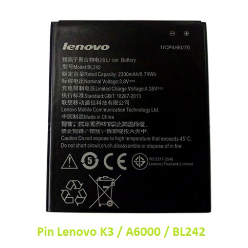 Pin Lenovo K3 / A6000 / BL242