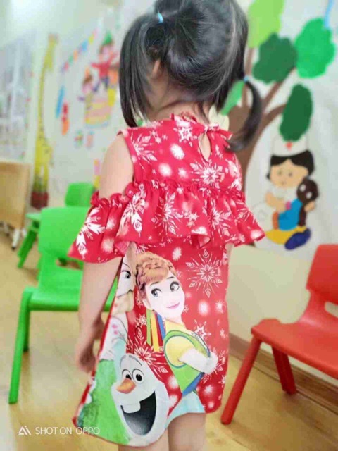 Xả hàng Váy đầm bé gái Elsa rớt vai tole lanh thái size 1-10 sale giá sốc