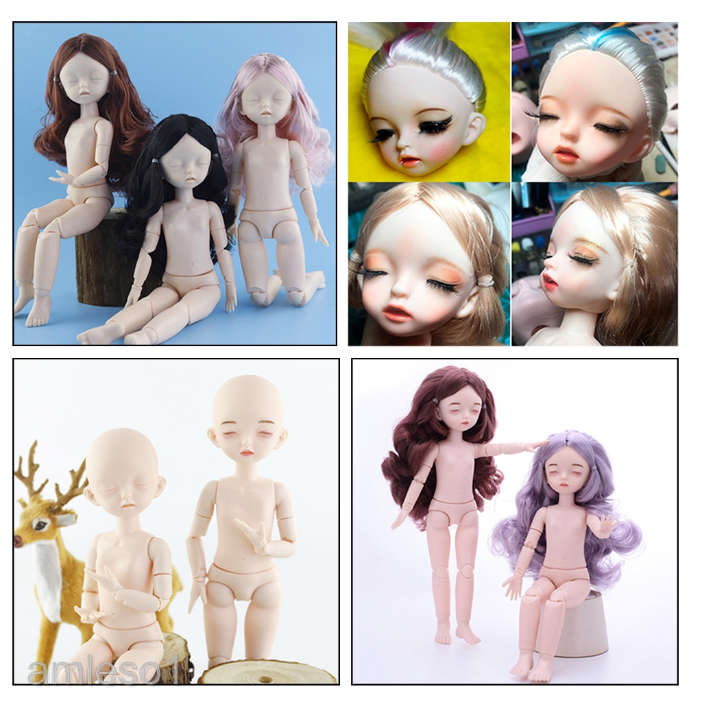 [AMLESO1] White Skin 1/6 Jointed Ball Dolls BJD Doll Body Sleep Eyes DIY Dolls Accessory