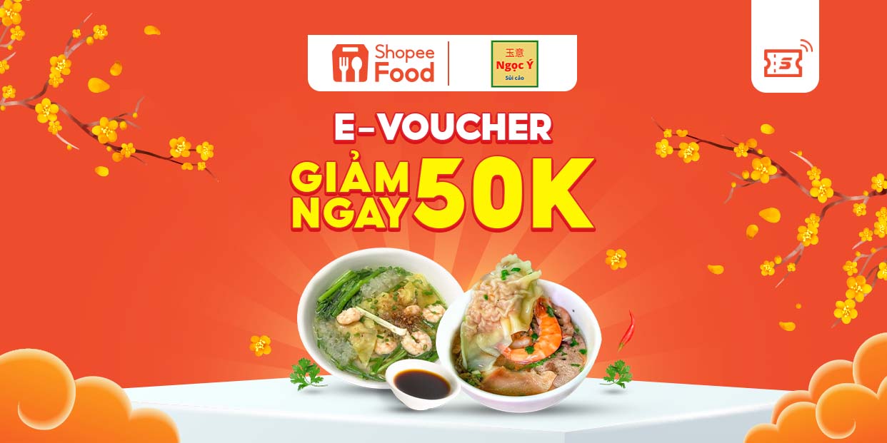 Mã giảm giá 50k cho đơn từ 100k Sủi Cảo Ngọc Ý - Hà Tôn Quyền ShopeeFood tại ứng dụng Shopee
