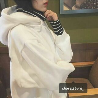 [SẴN] Áo hoodie nỉ trơn phối kẻ