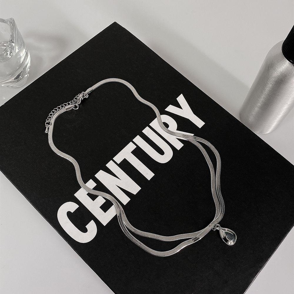 AROMA Vòng cổ Hai Lớp Bằng Thép Titan Phong Cách Cổ Điển Cho Nữ