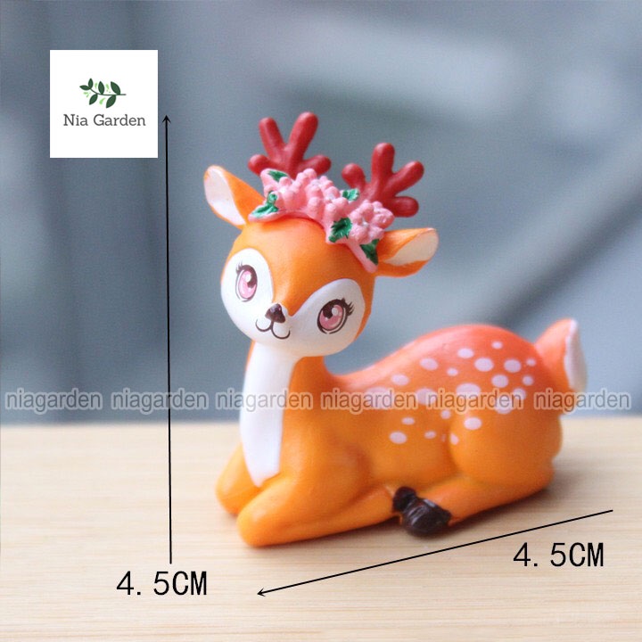 Mô hình nai hươu Bambi trang trí tiểu cảnh mini vườn terrarium chậu cây để bàn Nia Garden N5