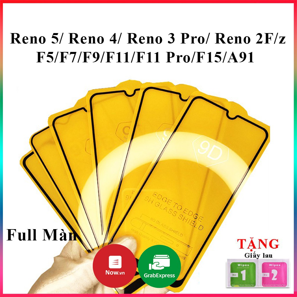 Kính cường lực oppo Reno 5 Reno 6Z Reno 2 2F 2Z Reno 3 Reno 4 Reno 3 Pro K3 Realme X  A16 F9 F11 Pro A3s F7 F5 Full màn