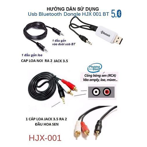 USB bluetooth Dongle HJX-001 thế hệ mới lên đời 5.0 chính hãng, dùng cho các thiết bị âm thanh không có bluetooth,...