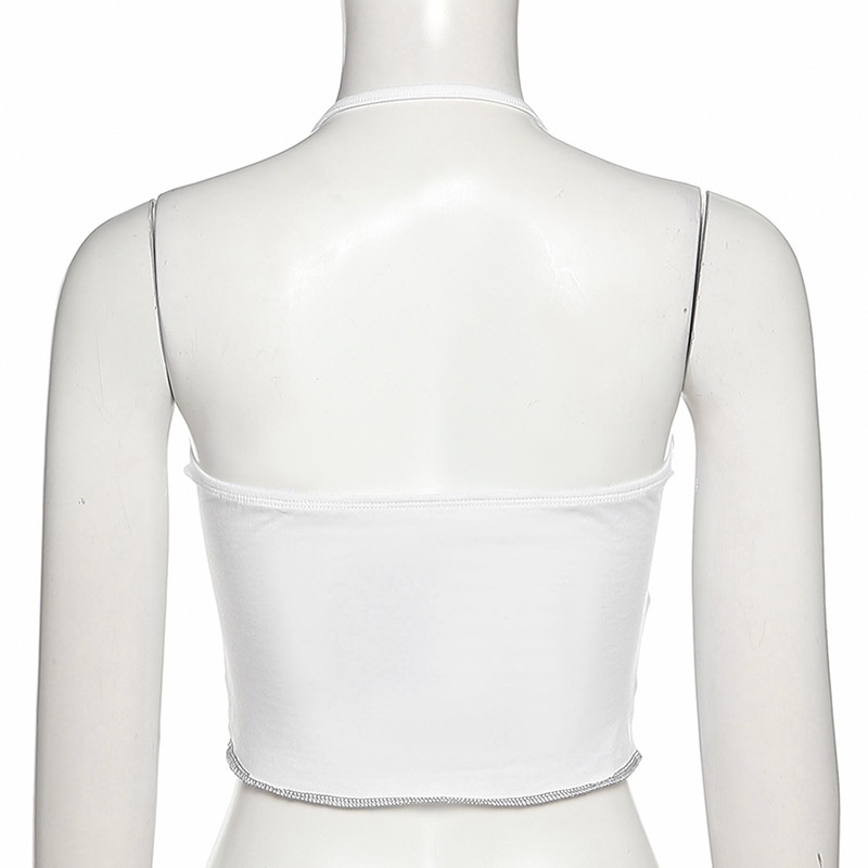 DUNEA Áo Tank Top Hở Lưng Xếp Ly Cài Khóa Trẻ Trung Quyến Rũ Cho Nữ