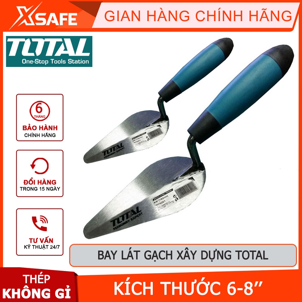 Bay lát gạch TOTAL Bay lát gạch xây dựng kích thước 6-8&quot;/160-200mm, tay cầm nhựa độ nhám vừa đủ, chắc tay - Chính hãng