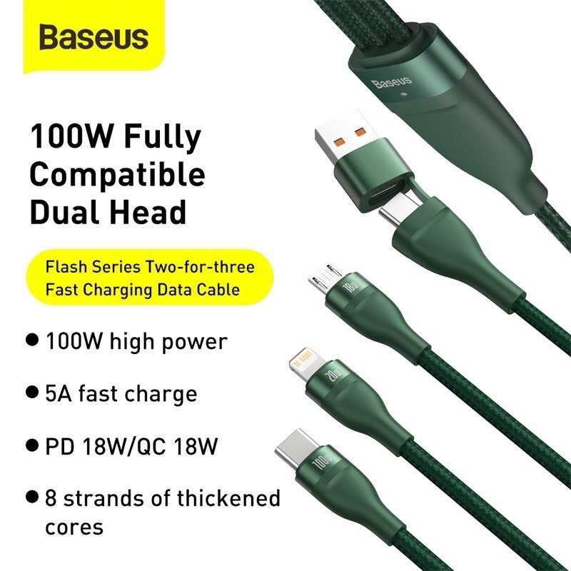Dây Cáp Sạc Nhanh Baseus 100W Series 3 Trong 2 C Chuyên Dụng