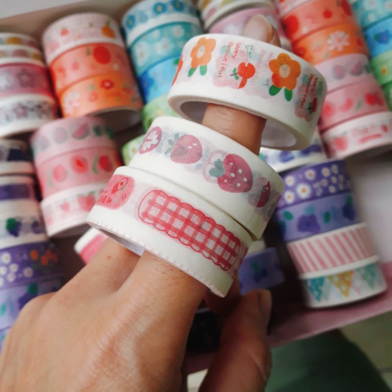 Washi tape, băng keo giấy đẹp trang trí decor, hoa cụ vẽ tranh