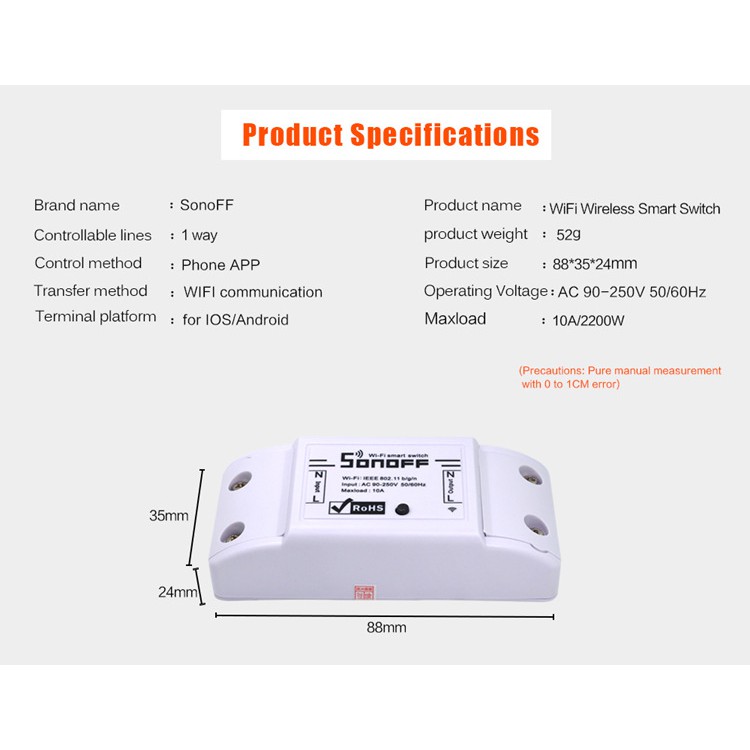 Sonoff Basic R2 Smart Switch Modifications Wireless Remote Wifi Switch alexa Voice Control