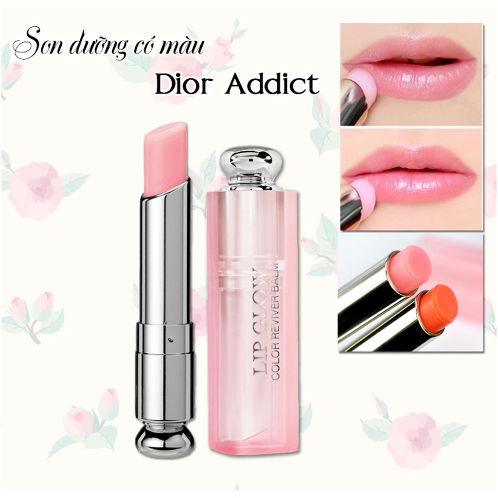 son dưỡng môi dior addict lip glow 001 pink 004 coral. son dưỡng dior chính hãng,cho đôi môi nàng mền mượt