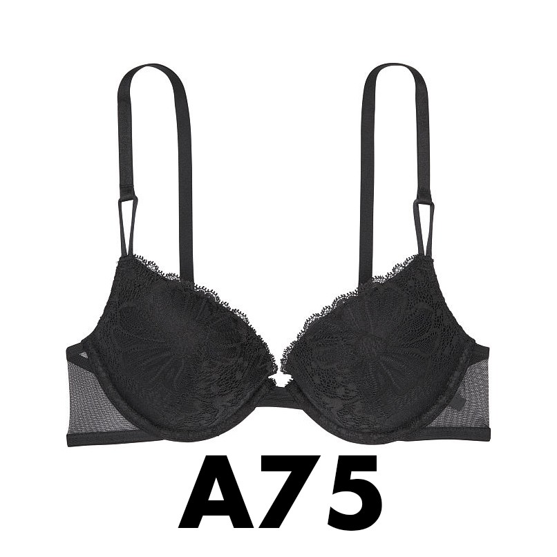 Vic USA 34A, A75 - Áo lót đen ren (123), nâng ngực, kiểu mới, dòng Favorite T Push-up, Lace Black - Victoria's Secret