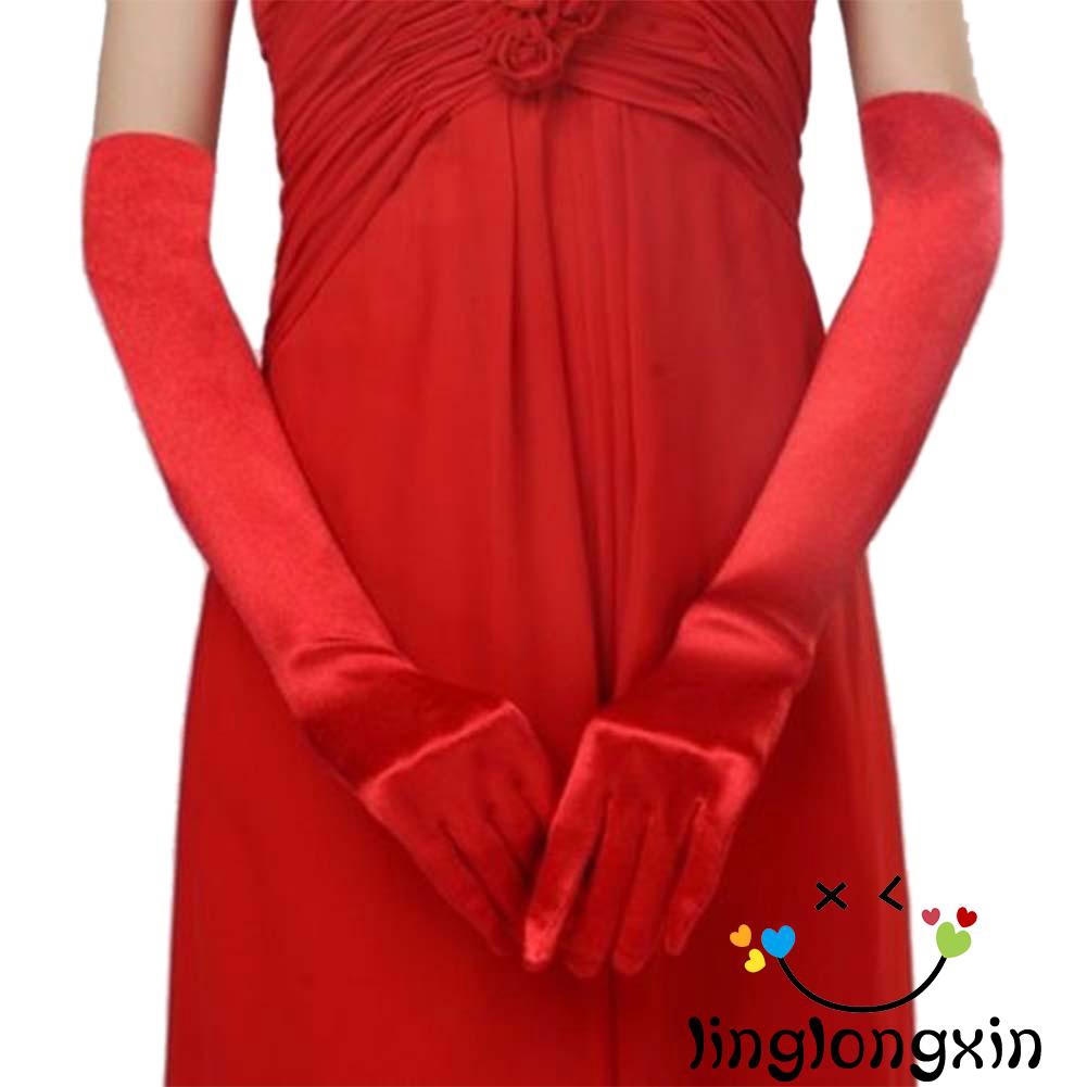 Găng tay dài vải satin dành cho nữ