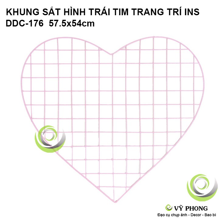 KHUNG LƯỚI SẮT HÌNH TRÁI TIM SỌC CARO TRANG TRÍ CHỤP HÌNH ĐẠO CỤ CHỤP ẢNH SẢN PHẨM INS DDC-176