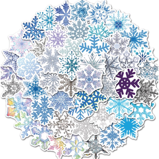 Combo Sticker BÔNG TUYẾT nhựa PVC không thấm nước, dán nón bảo hiểm, laptop, điện thoại, Vali, xe