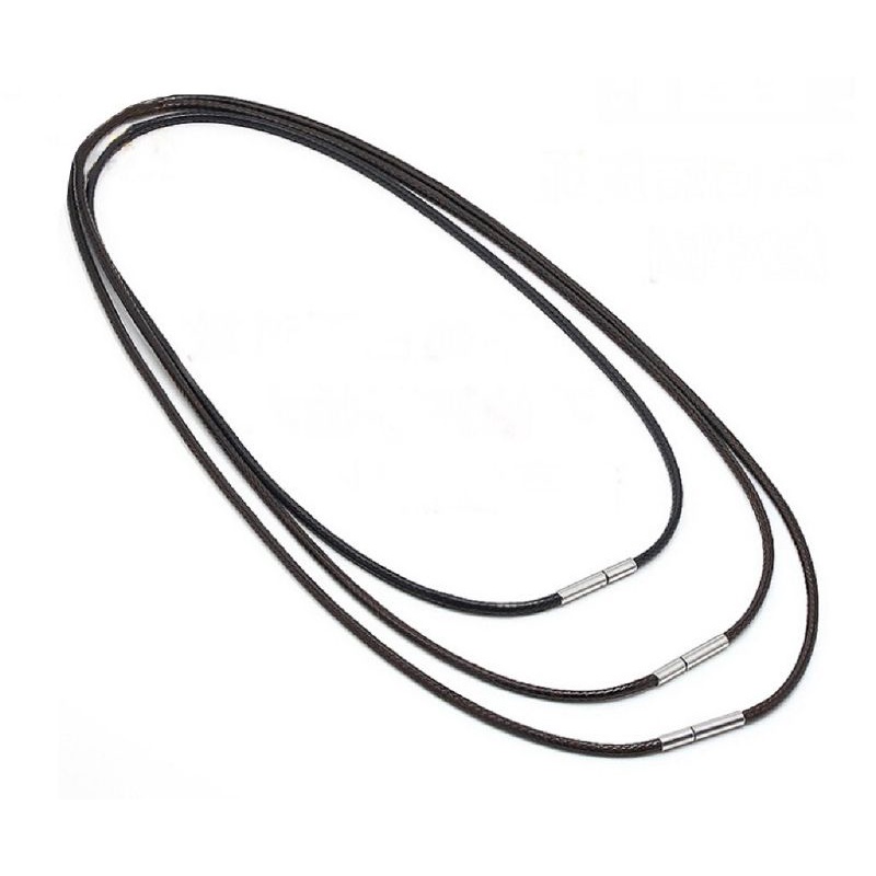 Vòng cổ nam nữ dây sáp, dây cao su khoá inox tròn màu trắng bền đẹp