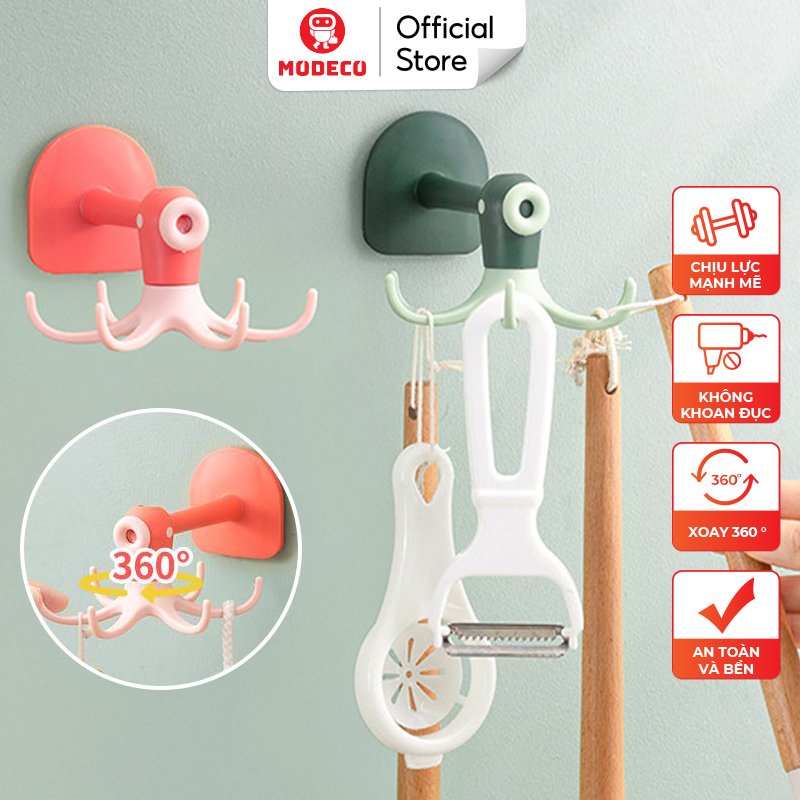 Móc Dán Treo Đồ Bếp Đa Năng MODECO - Giá Tròn Treo Vá Muỗng Thìa Xoay 360° Siêu Tiện Lợi - Keo Siêu Dầy Chịu Lực
