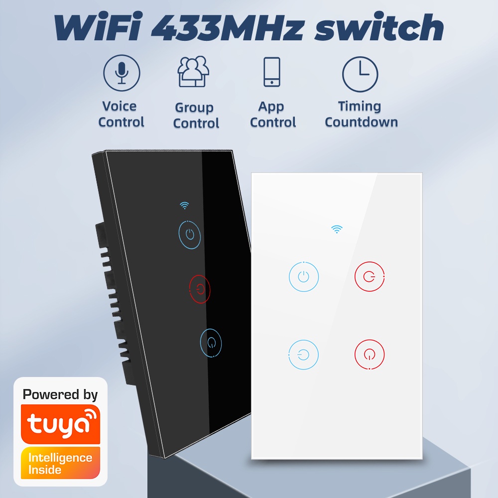 Công tắc cảm ứng thông minh SMATRUL wifi 1/ 2/ 3/ 4 Gang US 220V-240V 10A thích hợp cho Amazon Alexa