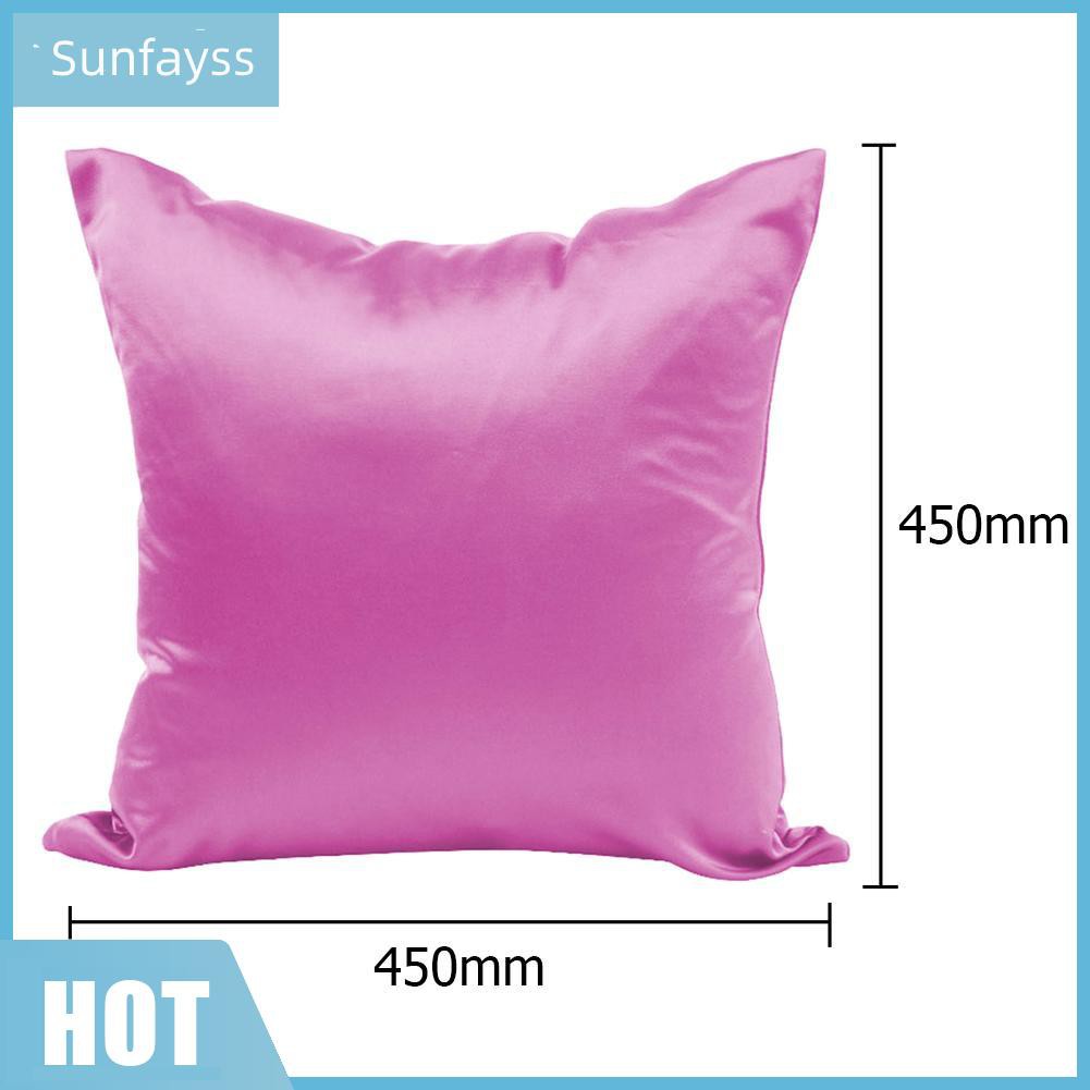 Simple Satin Silk Solid Color Throw Pillow Case Sofa Waist Cushion Cover