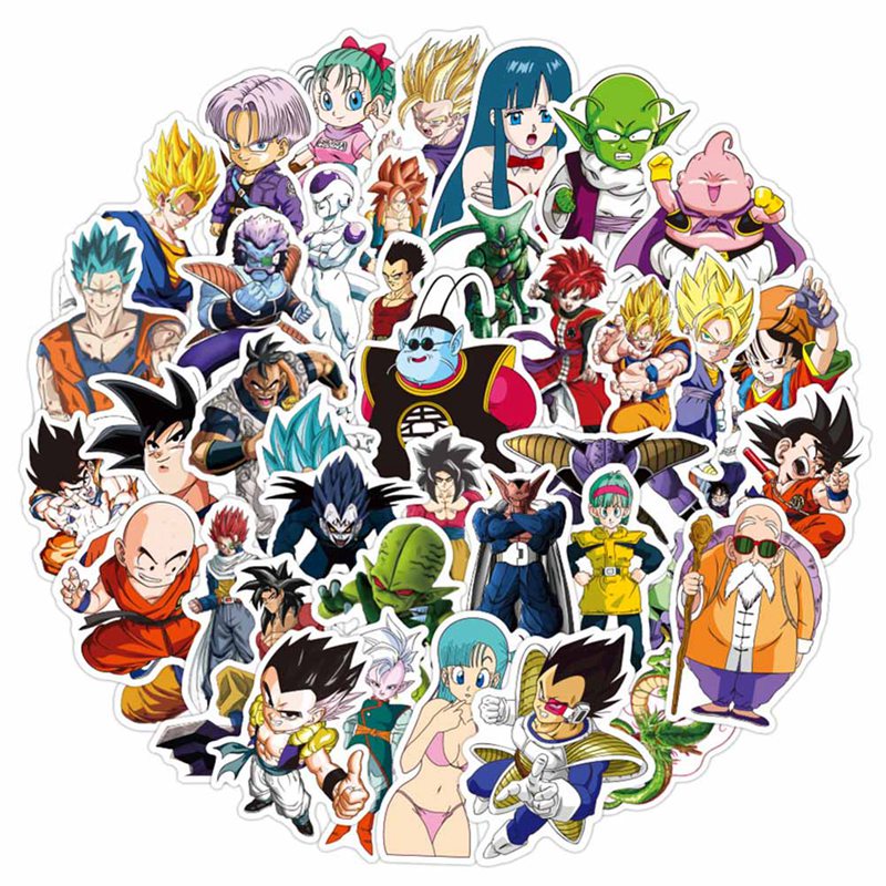 Set 50 Miếng Dán Trang Trí Ván Trượt Hình Dragon Ball Z Super Saiyan Goku