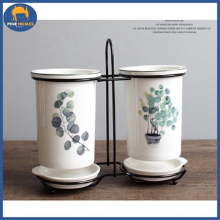 Ống cắm đũa hoạ tiết lá tươi mát