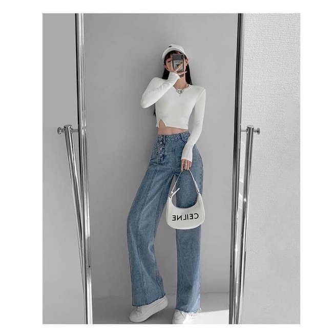 QUẦN JEANS KHUY LỆCH HOT TREND