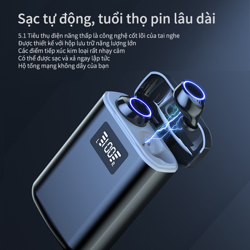 Tai nghe Bluetooth không dây M7 TWS hai tai Bluetooth 5.1 hộp pin dung lượng lớn hỗ trợ sạc điện thoại di động tai nghe thể thao chống nước