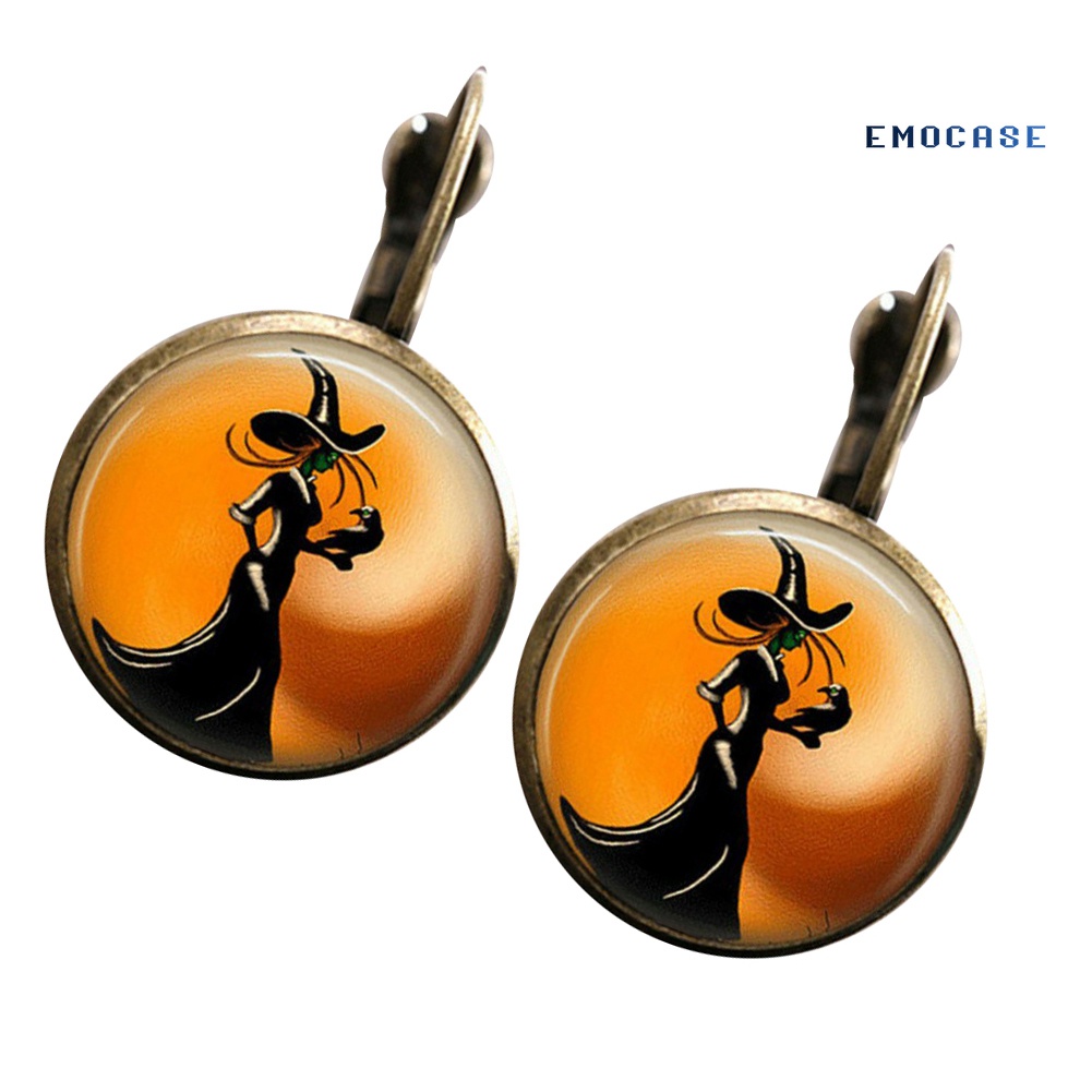 1 Đôi Bông Tai Hình Đòn Bẩy Thủy Tinh Cabochon Hóa Trang Halloween Cho Nữ