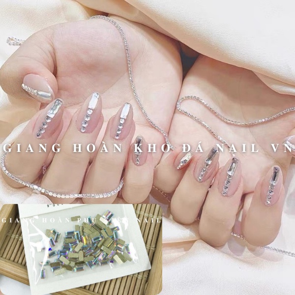 Set 100 Viên Đá Khối Nail Chân Bằng Hình Chữ Nhật Trang trí Móng Tay ANGELICA P152