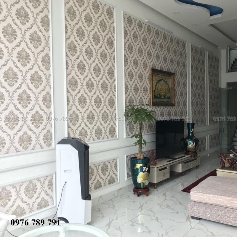 10m Giấy Dán Tường Hoa Văn Châu Âu Cho Phòng Ngủ, Phòng Khách, Lụa Không Keo, Khổ 53cm, Nhiều Màu Lựa Chọn