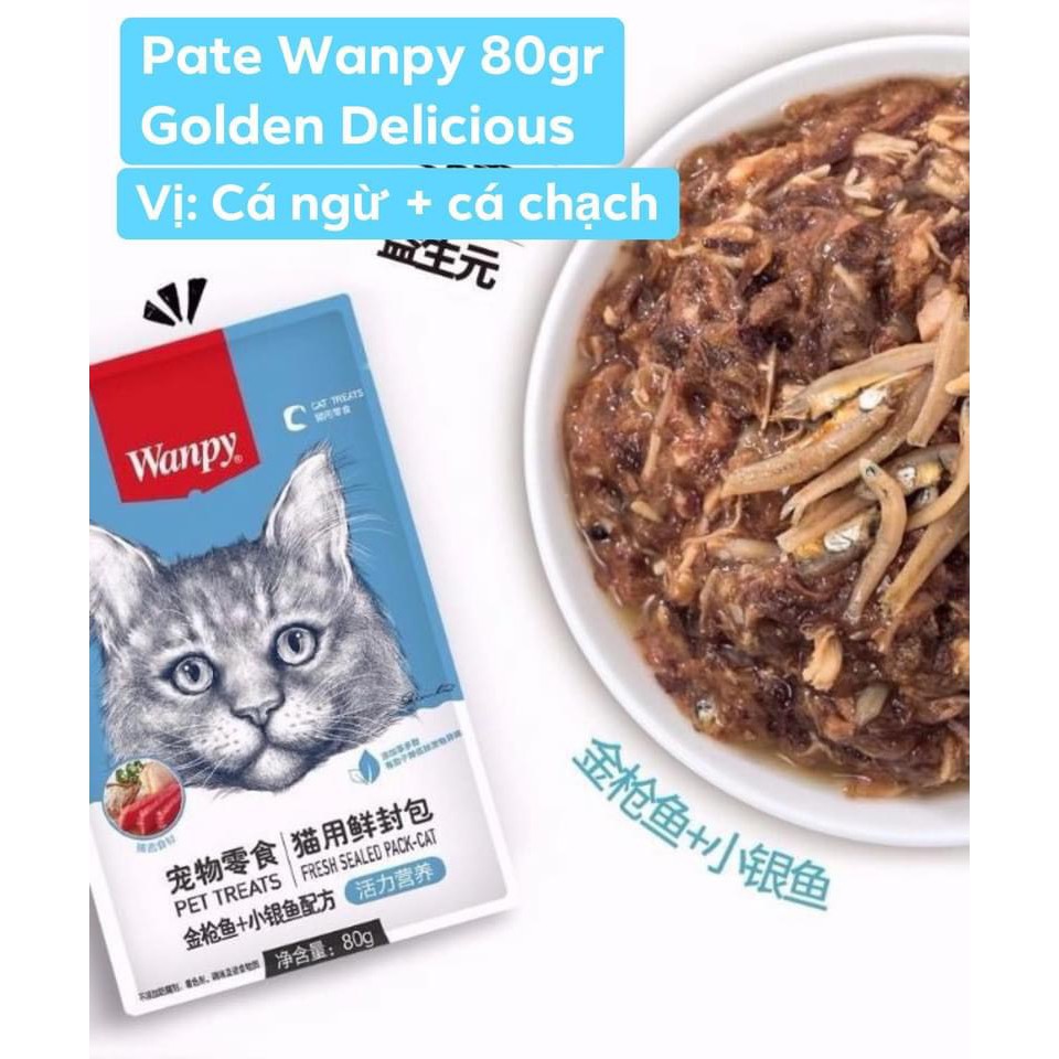 Pate Thịt Hộp Cho Mèo Wanpy Túi 80Gr - Thương Hiệu Lớn - Hương Vị Mèo Yêu Thích - Giá Dễ Chịu