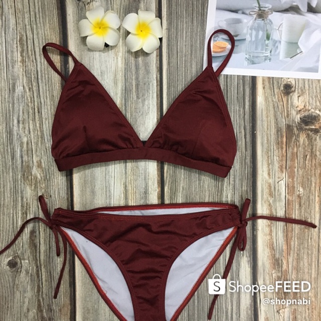 Set bikini áo tam giác quần cạp thấp