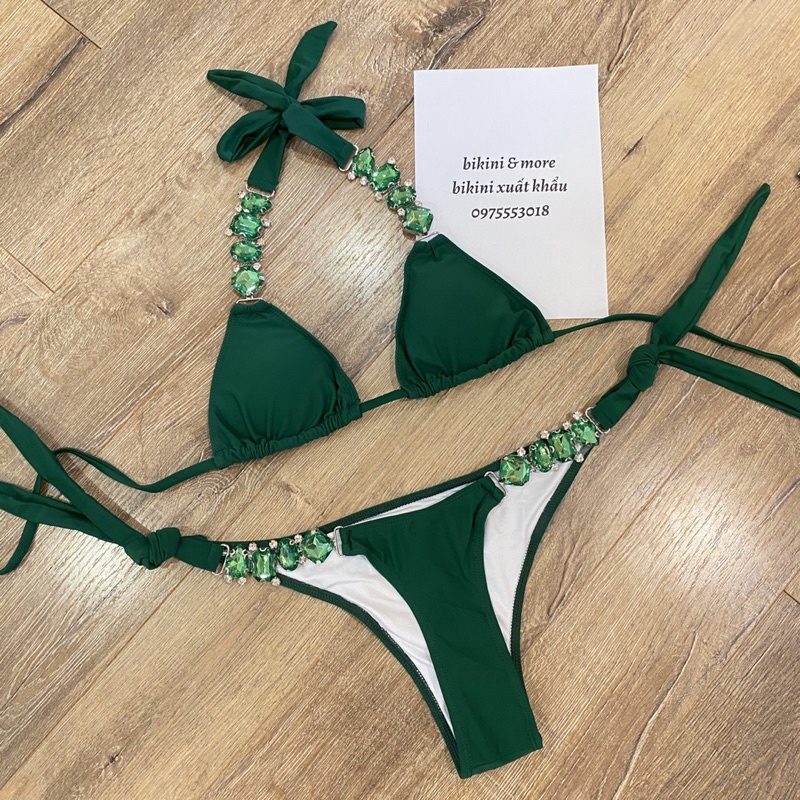 [BKN1185] &lt;ÂU&gt; SET BIKINI TRIANGLE MIX ĐÁ XANH COBALT/RÊU/ĐỎ/TÍM