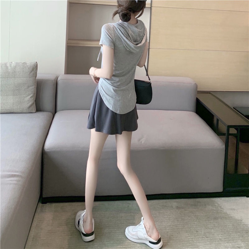 Áo Thun Tay Ngắn Có Mũ Trùm Đầu Thời Trang Mùa Hè Cho Nữ