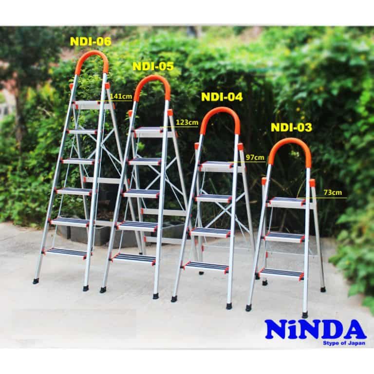 Thang nhôm ghế gia đình NiNDA 4 bậc, 5 bậc, 6 bậc chính hãng