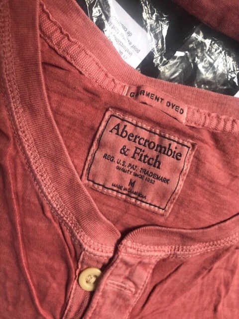 [VNXK] Áo dài tay nam Abercrombie & Fitch Mens Henley Long Slevee Top Garment Dyed
