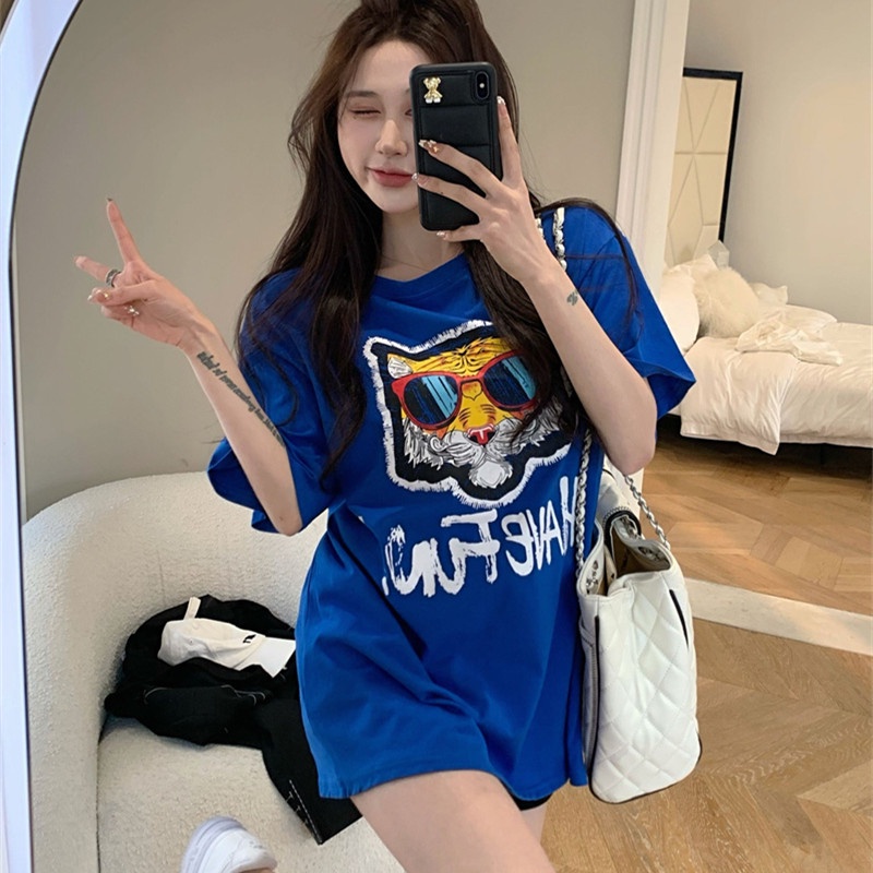 Áo Thun Tay Ngắn Dáng Rộng In Họa Tiết Dễ Thương Thời Trang Mùa Hè Cho Nữ