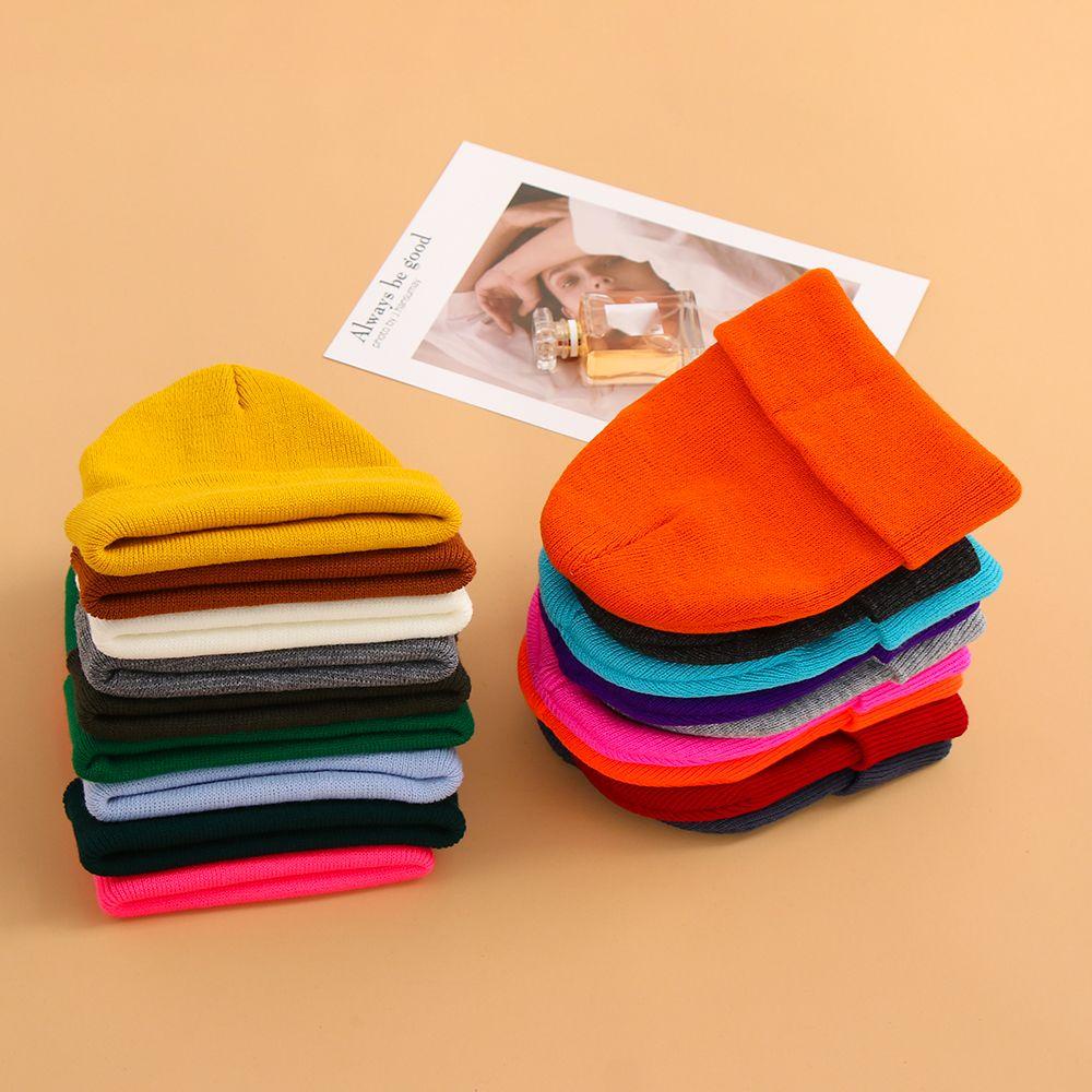 Mũ Beanie Dệt Kim Màu Trơn Dễ Thương 18 Màu Lựa Chọn