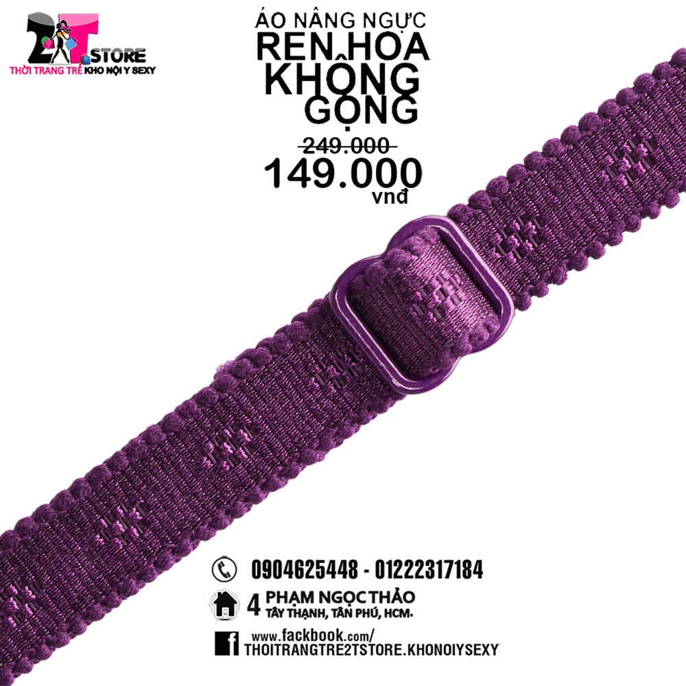 Áo Nâng Ngực Cotton Không Gọng Phối Ren (Tím)