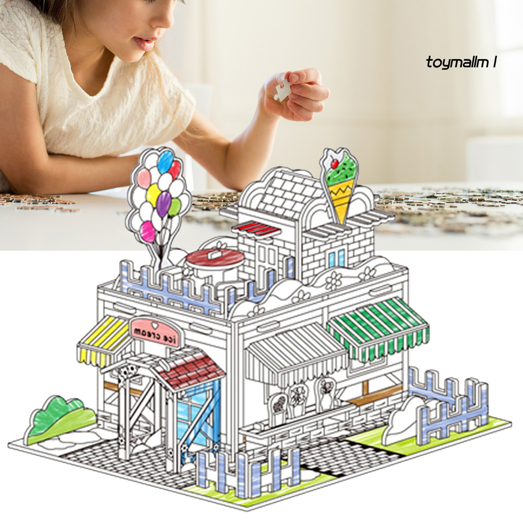 toymall Cardboard Playhouse 3D Puzzle Jigsaw DIY Art Craft Children Educational Toy