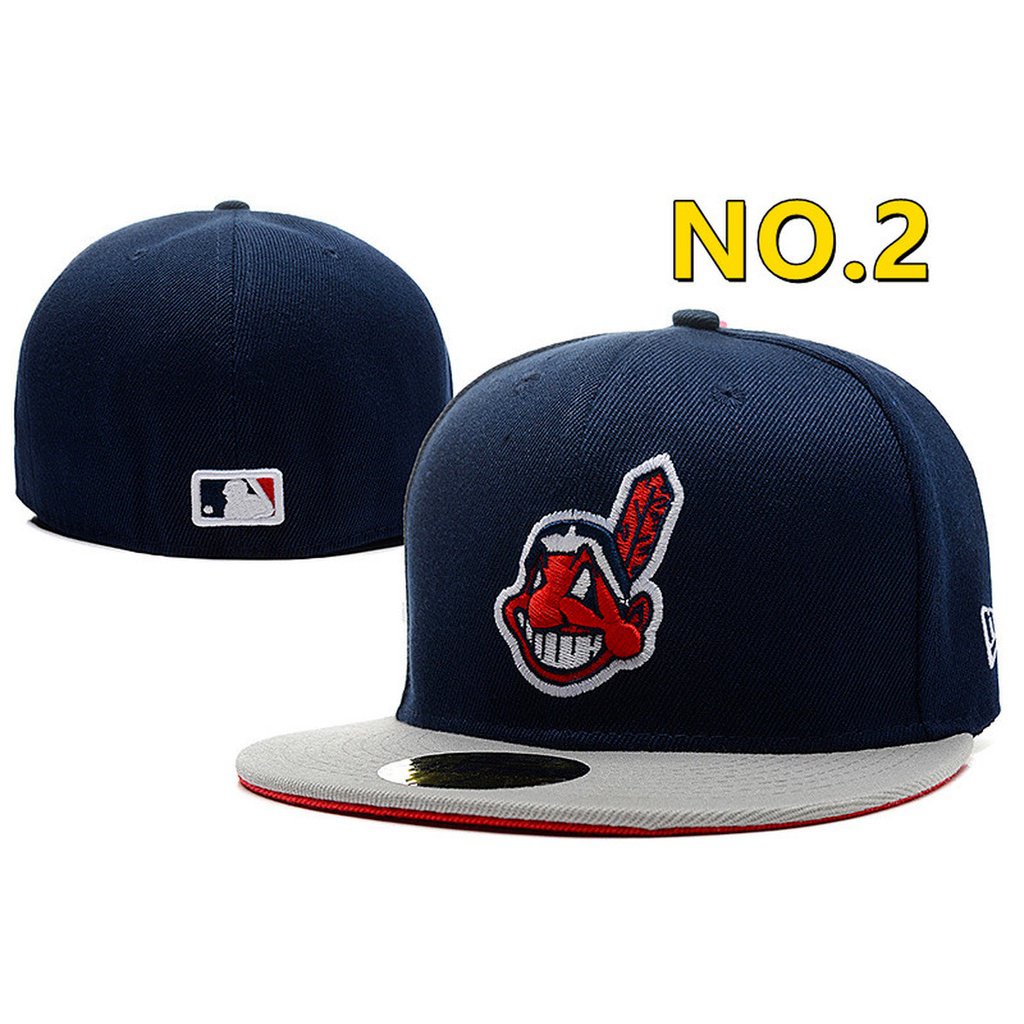 MLB Cliff Indians Baseball Team Non-Adjustable Baseball Cap Full Seal Cap Size Flat Brim Hat Hip Hop Baseball Cap Couple Hat Sun Hat Street Fashion Hat Unisex Size Pl