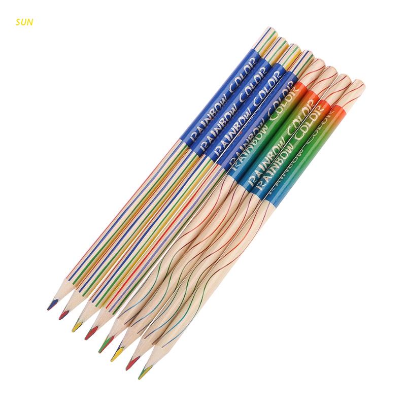 1 cây bút chì gỗ màu cầu vồng dễ thương cho học sinh