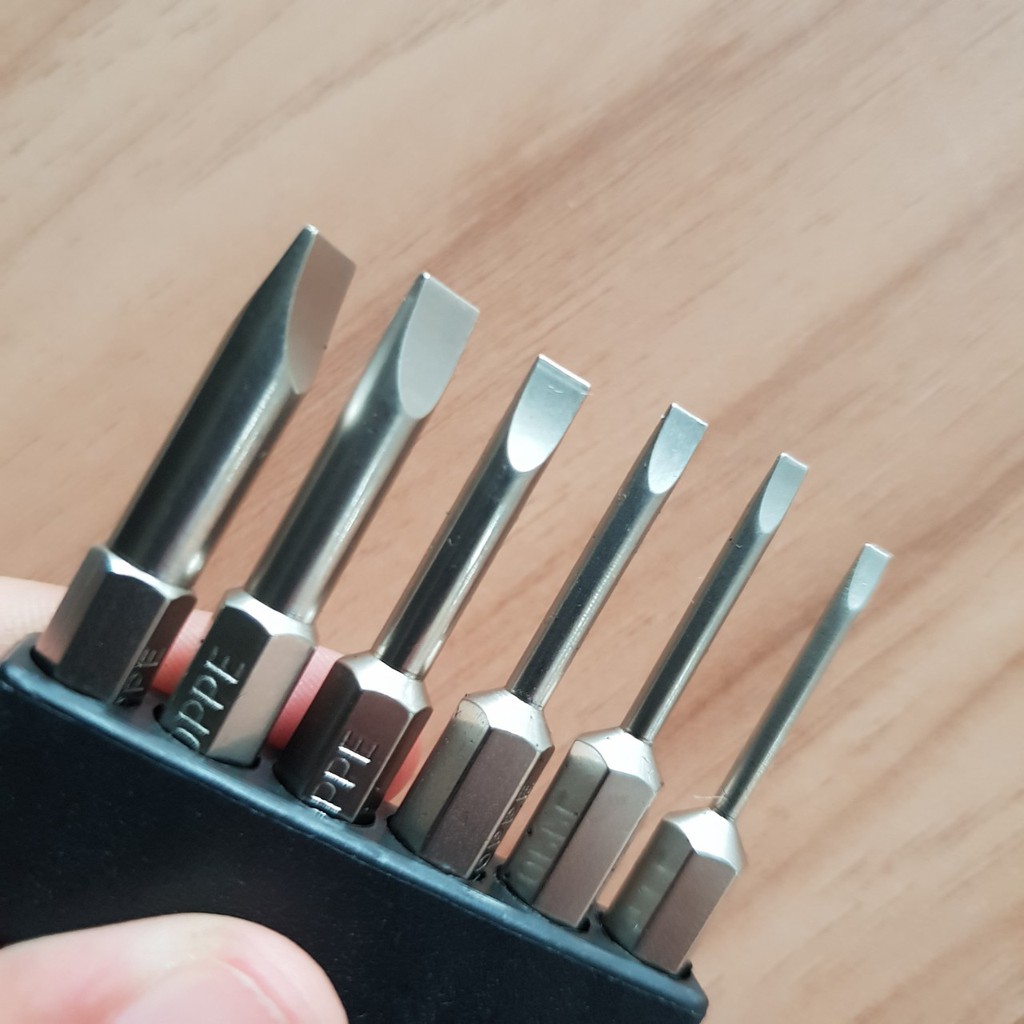 Bộ 6 mũi tô vít 2 cạnh chuôi lục giác cho khoan pin và khoan điện 50mm
