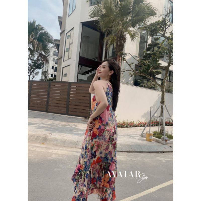 Váy maxi hoa cổ yếm | BigBuy360 - bigbuy360.vn