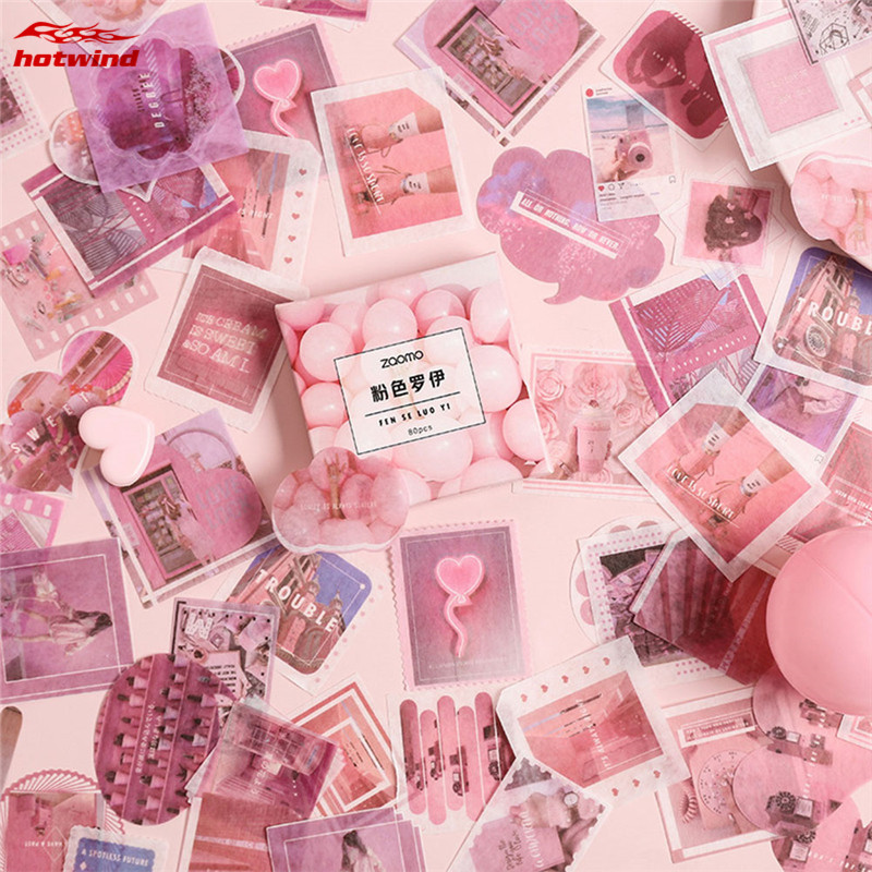 HW Hộp 80 Miếng Dán Hình Ảnh Trang Trí Sổ Lưu Niệm