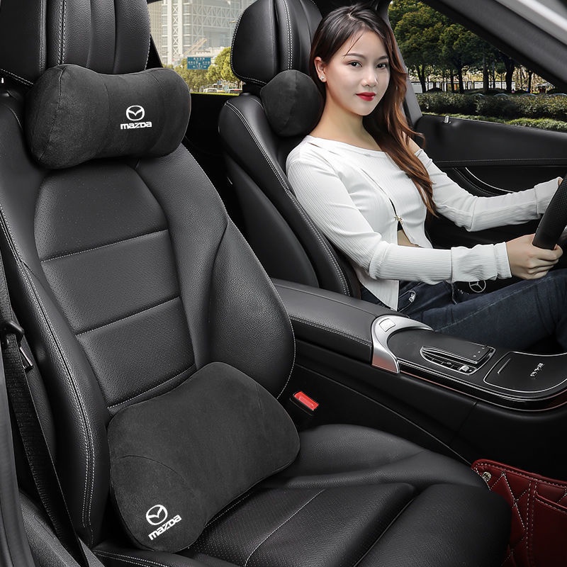 Gối Tựa Đầu Và Cổ Bằng Cao Su Non Phối Da Lộn Trang Trí Cho Xe Mazda