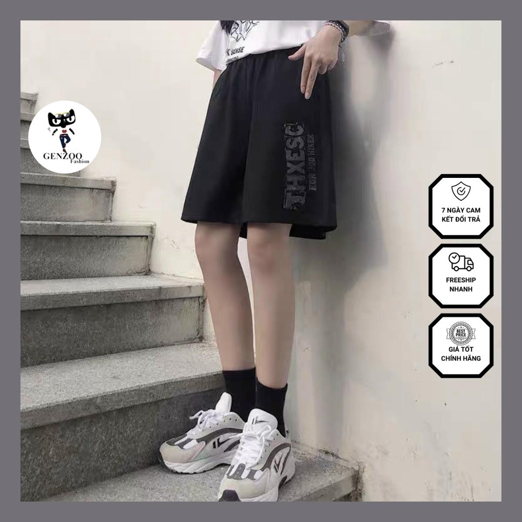 Quần đùi cạp chun ESC short Unisex nam nữ thể thao form rộng đi chơi dạo chất thun mềm mát Streetstyle cá tính -GENZOO